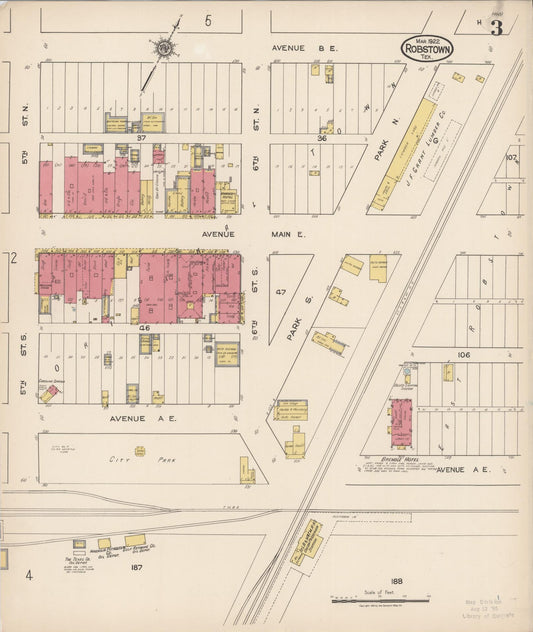 Sanborn Fire Insurance Map from Robstown, Nueces County, Texas (1922), Sheet #0003 - Historic Sanborn Fire Insurance Map Print, vintage old map wall art, antique decor, genealogy gift, Texas Texas map
