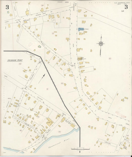 Sanborn Fire Insurance Map from Old Saybrook, Middlesex County, Connecticut (1943), Sheet #0003 - Historic Sanborn Fire Insurance Map Print, vintage old map wall art, antique decor, genealogy gift, Connecticut Connecticut map