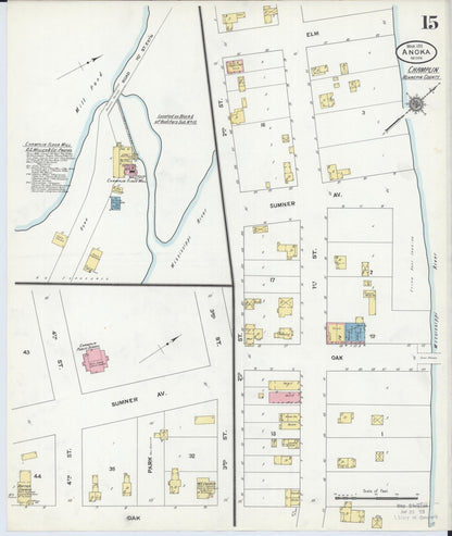 Sanborn Fire Insurance Map from Anoka, Anoka County, Minnesota (1911), Sheet #0015 - Historic Sanborn Fire Insurance Map Print, vintage old map wall art, antique decor, genealogy gift, Minnesota Minnesota map