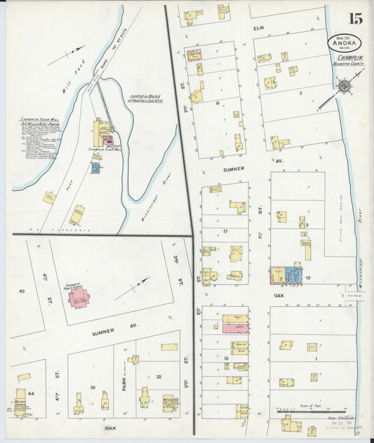 Sanborn Fire Insurance Map from Anoka, Anoka County, Minnesota (1911), Sheet #0015 - Historic Sanborn Fire Insurance Map Print, vintage old map wall art, antique decor, genealogy gift, Minnesota Minnesota map