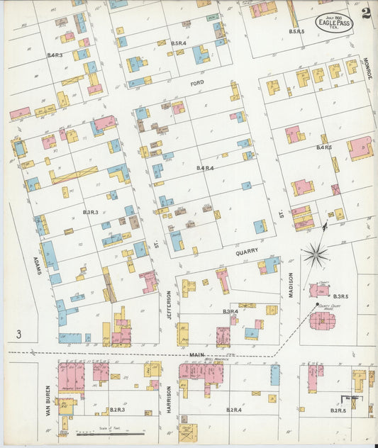 Sanborn Fire Insurance Map from Eagle Pass, Maverick County, Texas (1900), Sheet #0002 - Historic Sanborn Fire Insurance Map Print, vintage old map wall art, antique decor, genealogy gift, Texas Texas map