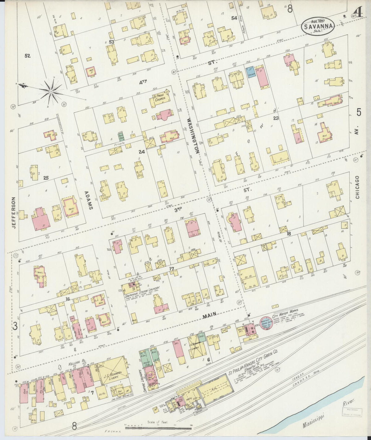 Sanborn Fire Insurance Map from Savanna, Carroll County, Illinois (1897), Sheet #0004 - Complete Map Set gallery image, historic Sanborn map, vintage wall art, Illinois Illinois