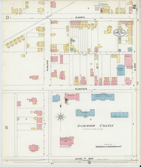 Sanborn Fire Insurance Map from Carlisle, Cumberland County, Pennsylvania (1902), Sheet #0002 - Historic Sanborn Fire Insurance Map Print, vintage old map wall art, antique decor, genealogy gift, Pennsylvania Pennsylvania map