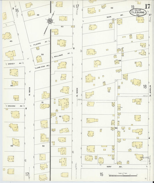 Sanborn Fire Insurance Map from Cleburne, Johnson County, Texas (1910), Sheet #0017 - Historic Sanborn Fire Insurance Map Print, vintage old map wall art, antique decor, genealogy gift, Texas Texas map