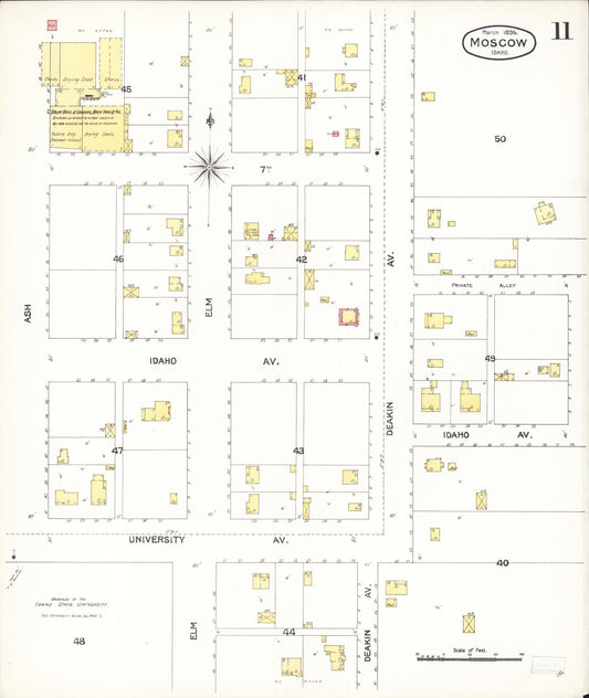 Sanborn Fire Insurance Map from Moscow, Latah County, Idaho (1896), Sheet #0011 - Historic Sanborn Fire Insurance Map Print, vintage old map wall art, antique decor, genealogy gift, Idaho Idaho map