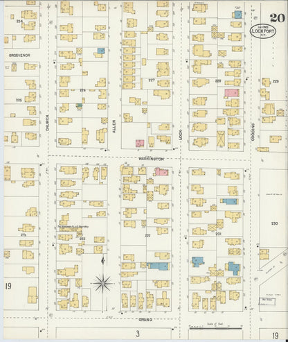 Sanborn Fire Insurance Map from Lockport, Niagara County, New York (1903), Sheet #0020 - Complete Map Set gallery image, historic Sanborn map, vintage wall art, New York New York