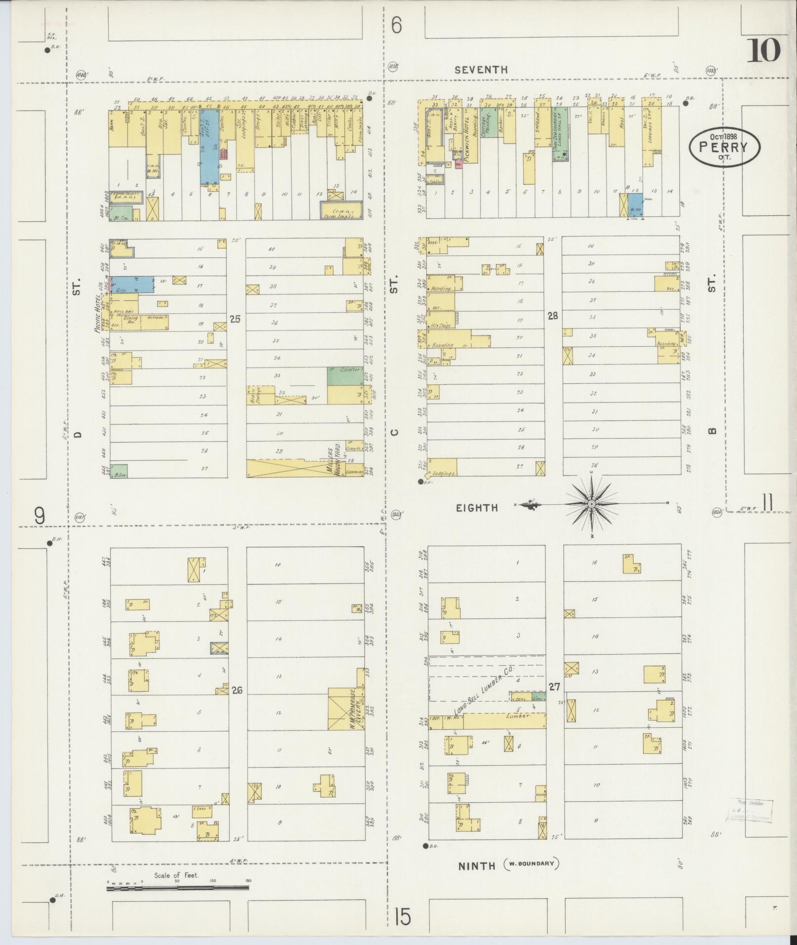 Sanborn Fire Insurance Map from Perry, Noble County, Oklahoma (1898), Sheet #0010 - Complete Map Set gallery image, historic Sanborn map, vintage wall art, Oklahoma Oklahoma