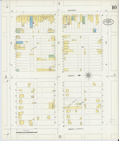 Sanborn Fire Insurance Map from Perry, Noble County, Oklahoma (1898), Sheet #0010 - Complete Map Set gallery image, historic Sanborn map, vintage wall art, Oklahoma Oklahoma