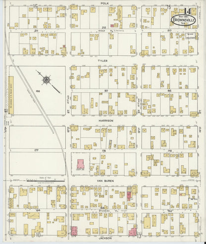 Sanborn Fire Insurance Map from Brownsville, Cameron County, Texas (1919), Sheet #0014 - Complete Map Set gallery image, historic Sanborn map, vintage wall art, Texas Texas