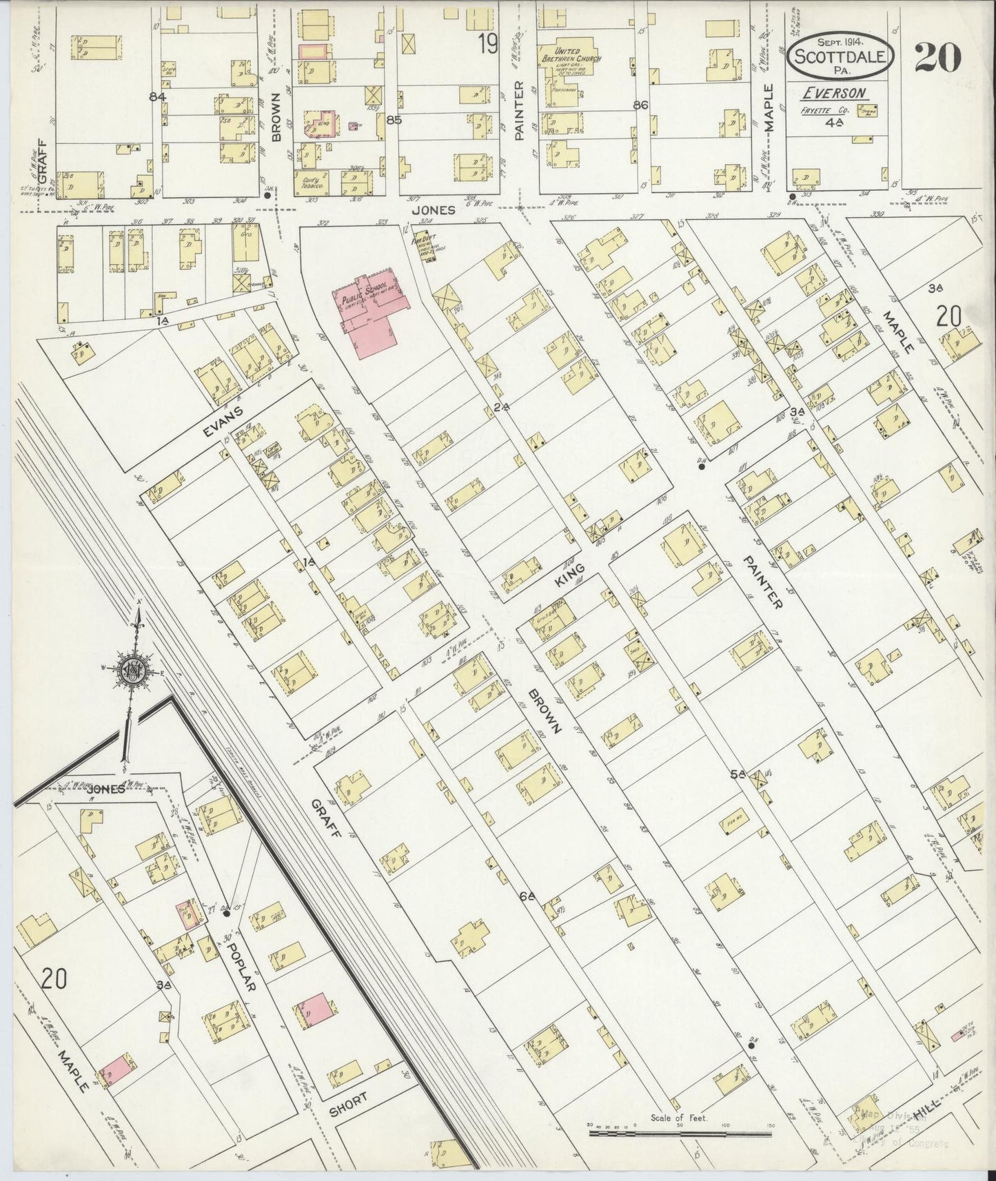 Sanborn Fire Insurance Map from Scottdale, Westmoreland County, Pennsylvania (1914), Sheet #0020 - Complete Map Set gallery image, historic Sanborn map, vintage wall art, Pennsylvania Pennsylvania