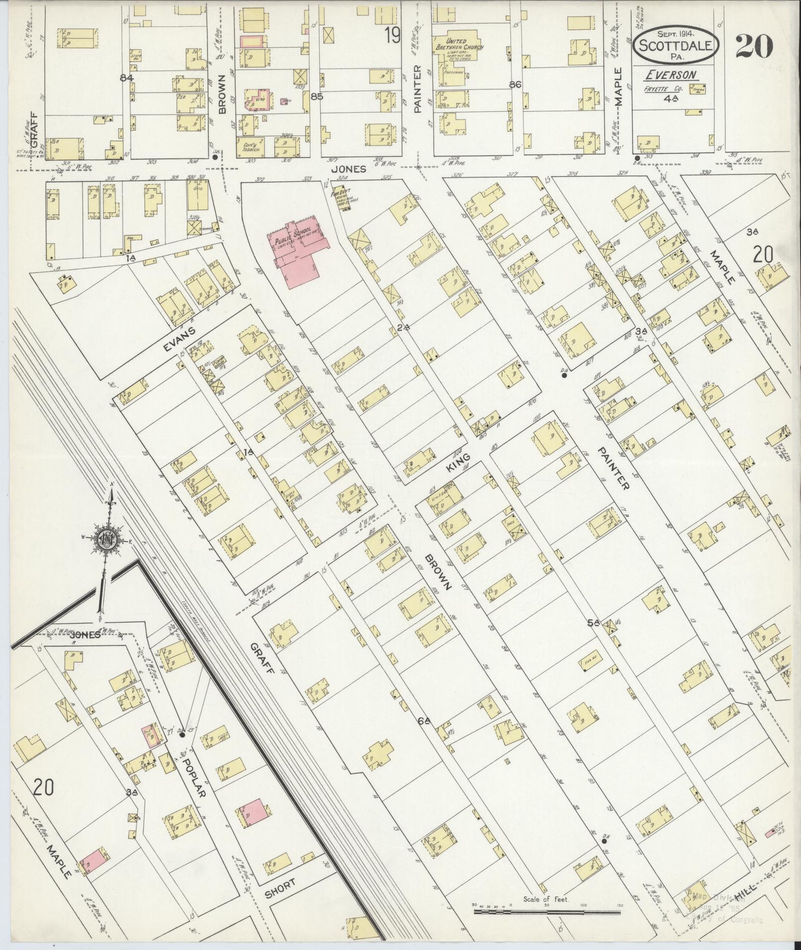 Sanborn Fire Insurance Map from Scottdale, Westmoreland County, Pennsylvania (1914), Sheet #0020 - Complete Map Set gallery image, historic Sanborn map, vintage wall art, Pennsylvania Pennsylvania