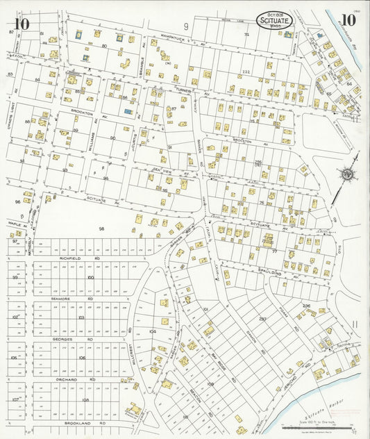 Sanborn Fire Insurance Map from Scituate, Plymouth County, Massachusetts (1926), Sheet #0010 - Historic Sanborn Fire Insurance Map Print, vintage old map wall art, antique decor, genealogy gift, Massachusetts Massachusetts map