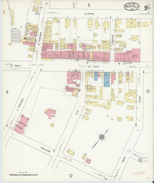 Sanborn Fire Insurance Map from Westfield, Chautauqua County, New York (1912), Sheet #0009 - Historic Sanborn Fire Insurance Map Print, vintage old map wall art, antique decor, genealogy gift, New York New York map