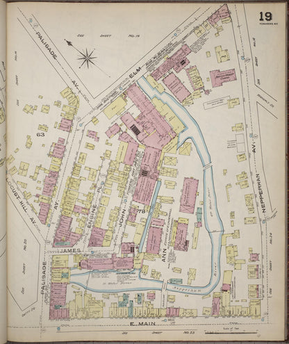 Sanborn Fire Insurance Map from Yonkers, Westchester County, New York (1886), Sheet #0019 - Historic Sanborn Fire Insurance Map Print, vintage old map wall art, antique decor, genealogy gift, New York New York map