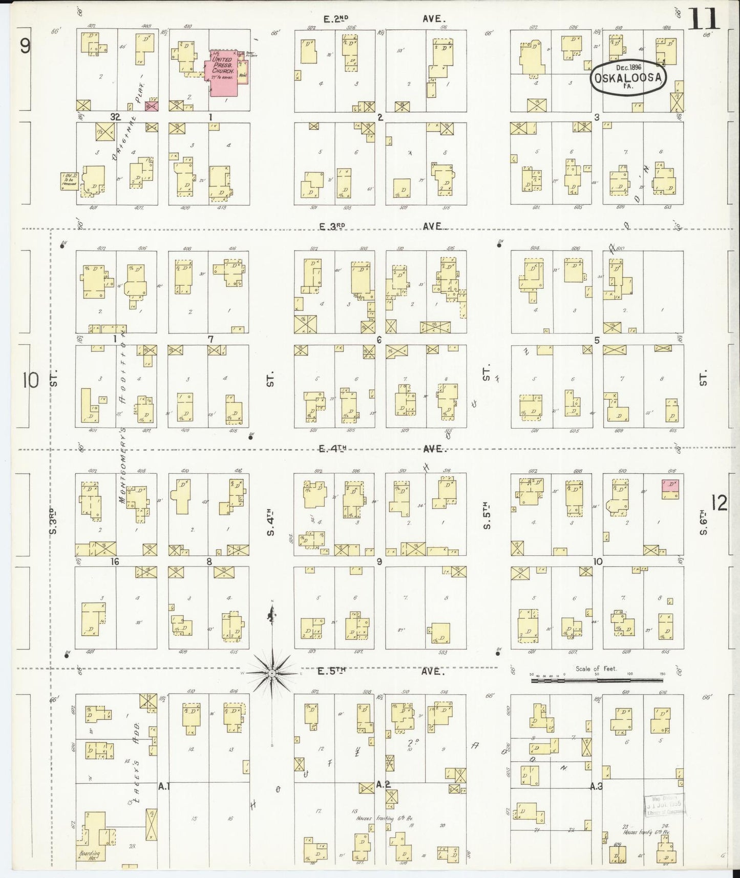 Sanborn Fire Insurance Map from Oskaloosa, Mahaska County, Iowa (1896), Sheet #0011 - Historic Sanborn Fire Insurance Map Print