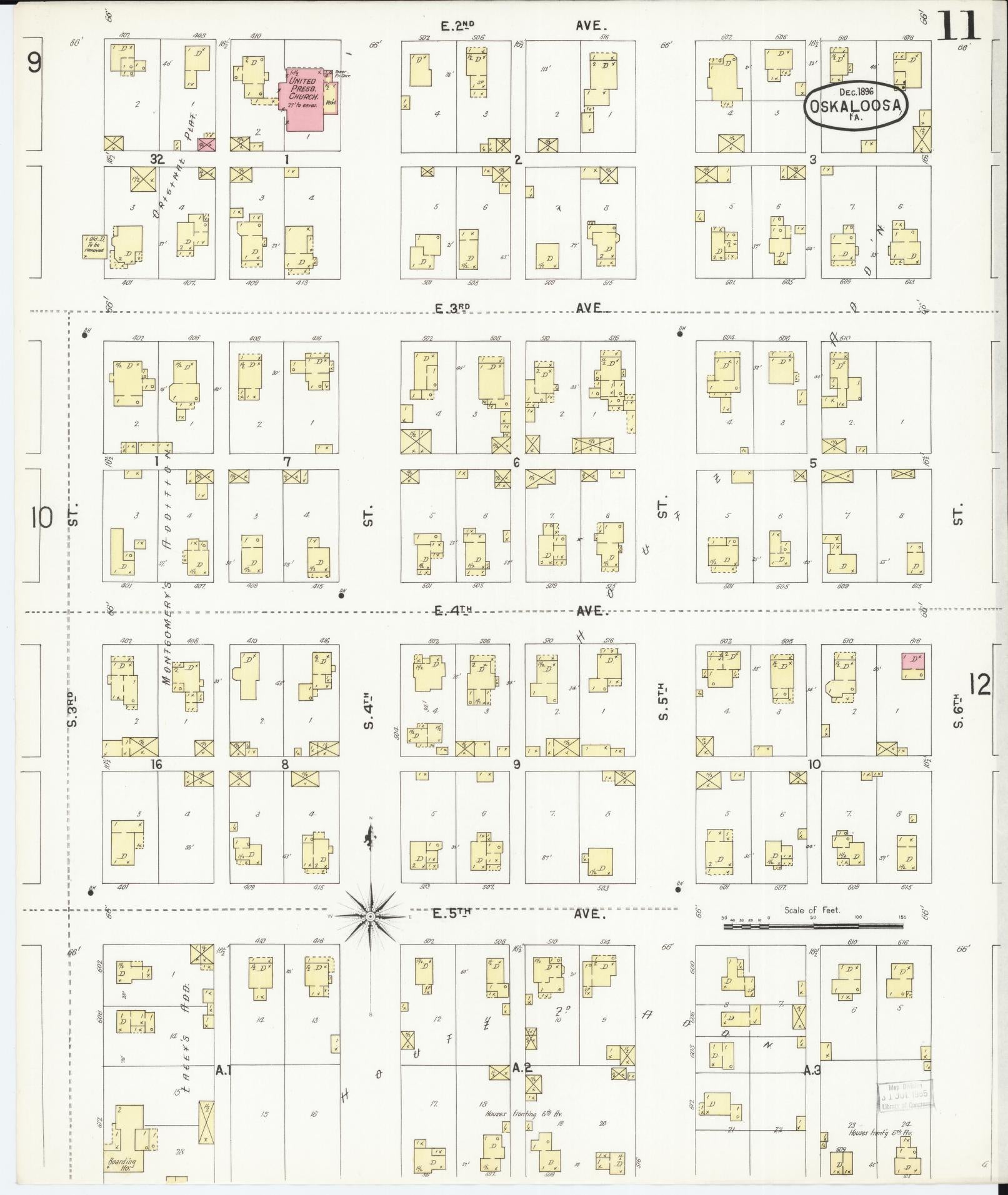 Sanborn Fire Insurance Map from Oskaloosa, Mahaska County, Iowa (1896), Sheet #0011 - Historic Sanborn Fire Insurance Map Print