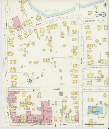 Sanborn Fire Insurance Map from Stamford, Fairfield County, Connecticut (1896), Sheet #0004 - Complete Map Set gallery image, historic Sanborn map, vintage wall art, Connecticut Connecticut