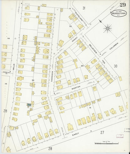 Sanborn Fire Insurance Map from Morristown, Morris County, New Jersey (1909), Sheet #0029 - Complete Map Set gallery image, historic Sanborn map, vintage wall art, New Jersey New Jersey