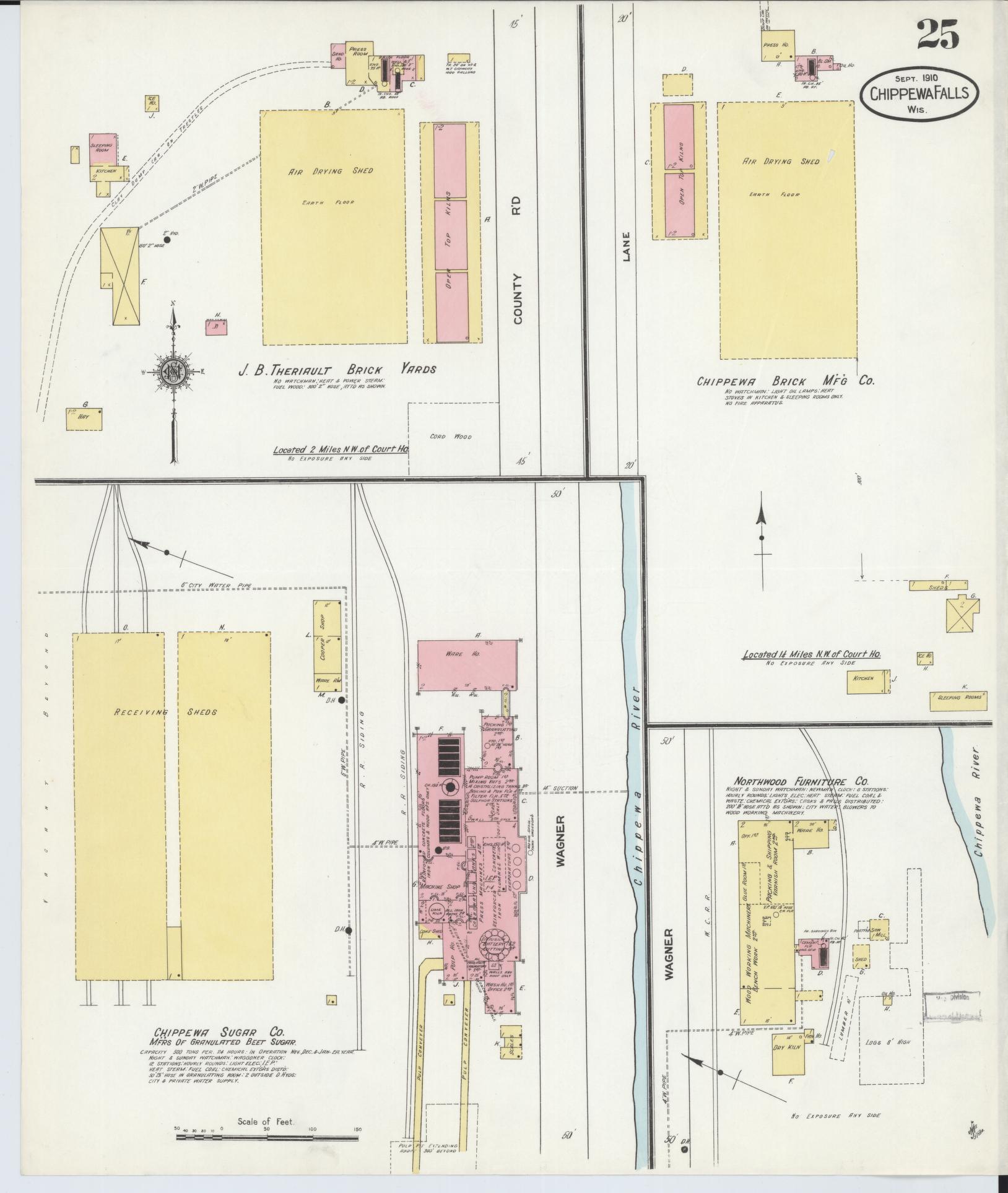 Sanborn Fire Insurance Map from Chippewa Falls, Chippewa County, Wisconsin (1910), Sheet #0025 - Historic Sanborn Fire Insurance Map Print, vintage old map wall art, antique decor, genealogy gift, Wisconsin Wisconsin map
