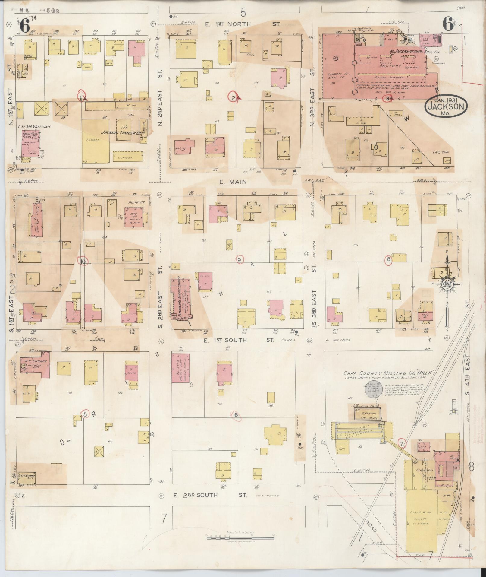 Sanborn Fire Insurance Map from Jackson, Cape Girardeau County, Missouri (1941), Sheet #0006 - Complete Map Set gallery image, historic Sanborn map, vintage wall art, Missouri Missouri