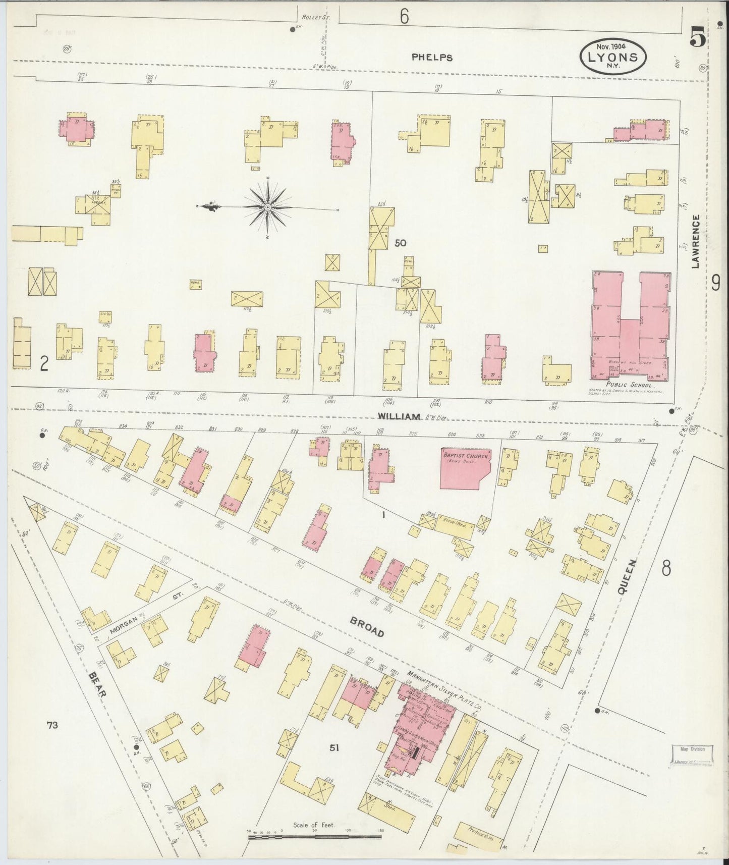Sanborn Fire Insurance Map from Lyons, Wayne County, New York (1904), Sheet #0005 - Complete Map Set gallery image, historic Sanborn map, vintage wall art, New York New York