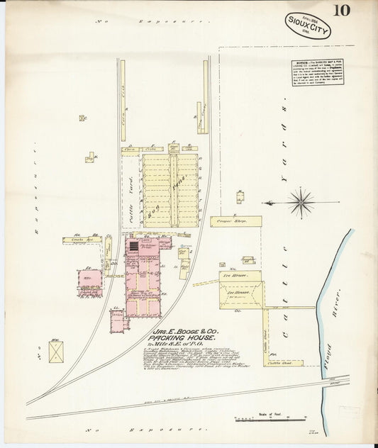 Sanborn Fire Insurance Map from Sioux City, Woodbury County, Iowa (1884), Sheet #0010 - Historic Sanborn Fire Insurance Map Print, vintage old map wall art