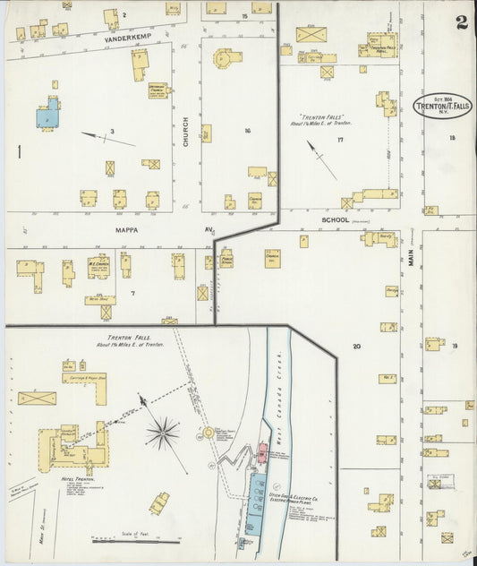 Sanborn Fire Insurance Map from Trenton, Oneida County, New York (1904), Sheet #0002 - Historic Sanborn Fire Insurance Map Print, vintage old map wall art, antique decor, genealogy gift, New York New York map