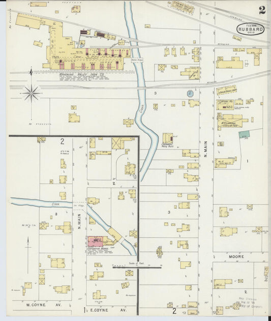 Sanborn Fire Insurance Map from Hubbard, Trumbull County, Ohio (1896), Sheet #0002 - Historic Sanborn Fire Insurance Map Print, vintage old map wall art, antique decor, genealogy gift, Ohio Ohio map