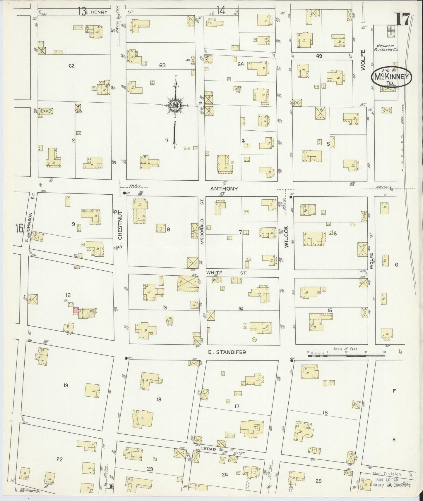 Sanborn Fire Insurance Map from McKinney, Collin County, Texas (1914), Sheet #0017 - Historic Sanborn Fire Insurance Map Print, vintage old map wall art, antique decor, genealogy gift, Texas Texas map
