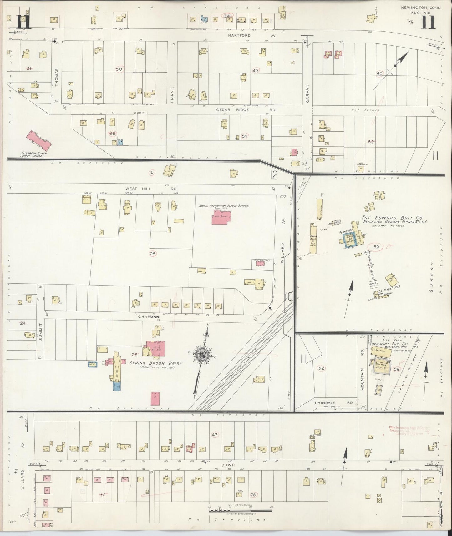 Sanborn Fire Insurance Map from Newington, Hartford County, Connecticut (1947), Sheet #0011 - Complete Map Set gallery image, historic Sanborn map, vintage wall art, Connecticut Connecticut