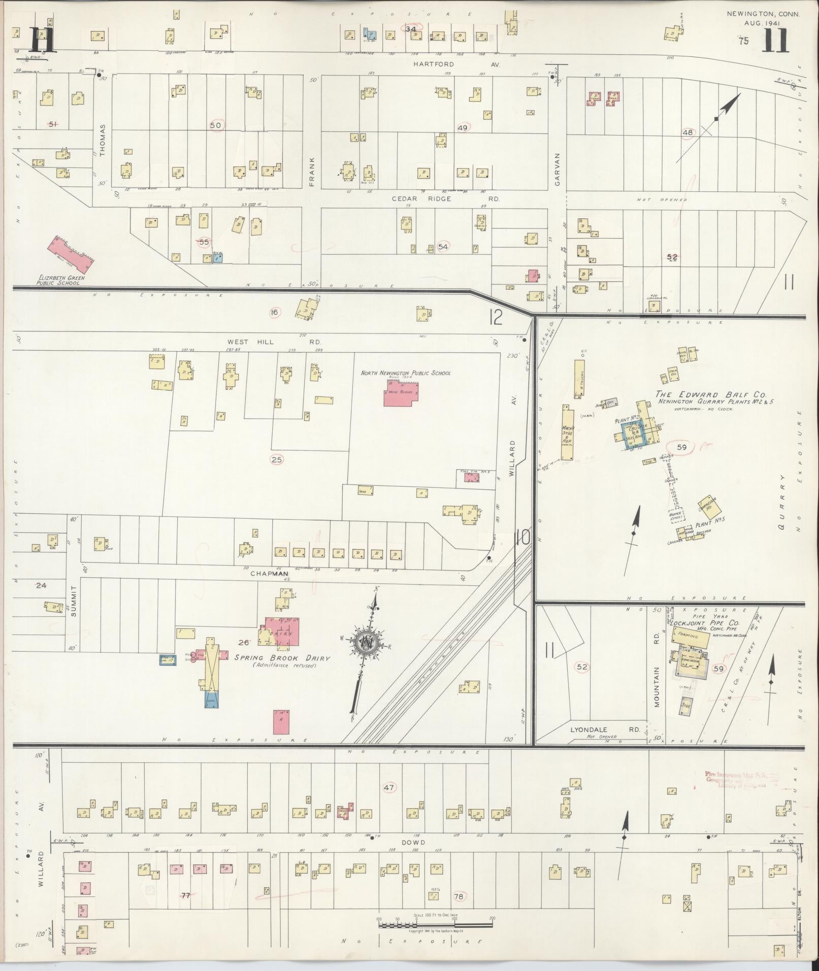 Sanborn Fire Insurance Map from Newington, Hartford County, Connecticut (1947), Sheet #0011 - Complete Map Set gallery image, historic Sanborn map, vintage wall art, Connecticut Connecticut