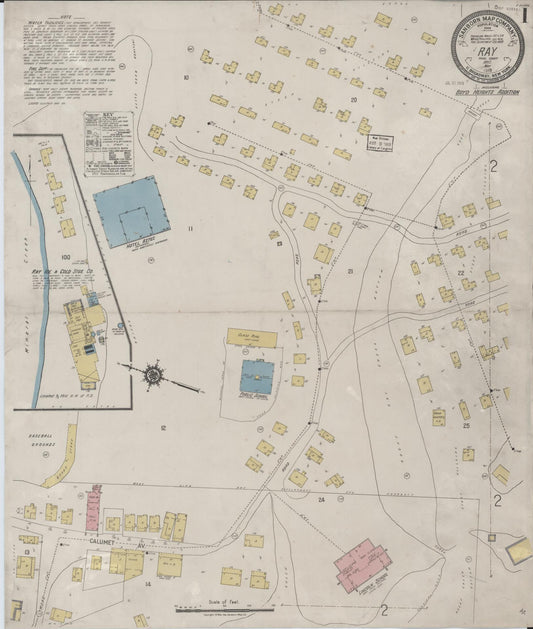 Sanborn Fire Insurance Map from Ray, Pinal County, Arizona (1919), Sheet #0001 - Historic Sanborn Fire Insurance Map Print, vintage old map wall art, antique decor, genealogy gift, Arizona Arizona map