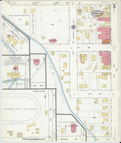 Sanborn Fire Insurance Map from Windom, Cottonwood County, Minnesota (1917), Sheet #0005 - Historic Sanborn Fire Insurance Map Print, vintage old map wall art, antique decor, genealogy gift, Minnesota Minnesota map