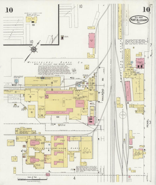 Sanborn Fire Insurance Map from Port Allegany, McKean County, Pennsylvania (1924), Sheet #0010 - Historic Sanborn Fire Insurance Map Print, vintage old map wall art, antique decor, genealogy gift, Pennsylvania Pennsylvania map