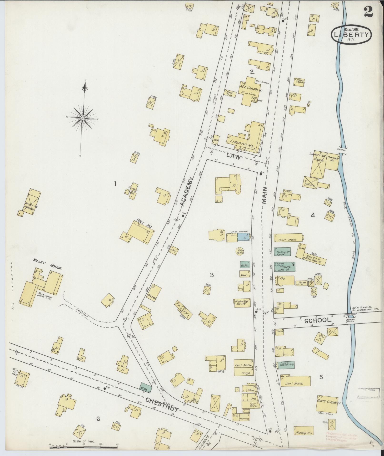 Sanborn Fire Insurance Map from Liberty, Sullivan County, New York (1892), Sheet #0002 - Historic Sanborn Fire Insurance Map Print, vintage old map wall art, antique decor, genealogy gift, New York New York map