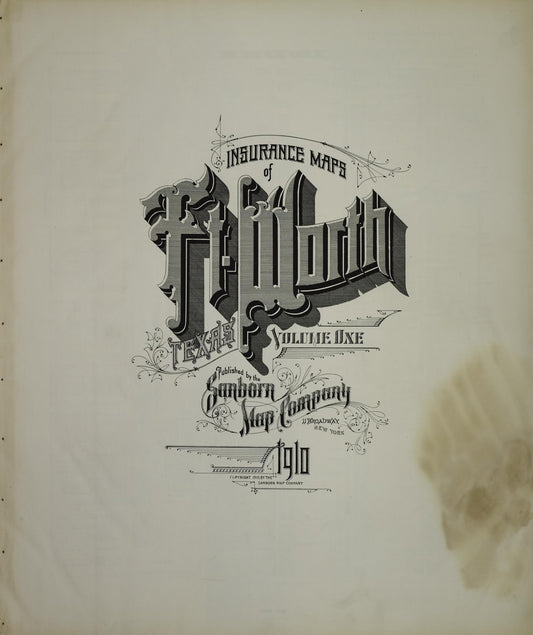 Sanborn Fire Insurance Map from Fort Worth, Tarrant County, Texas (1910), Sheet #0001 - Historic Sanborn Fire Insurance Map Print, vintage old map wall art, antique decor, genealogy gift, Texas Texas map