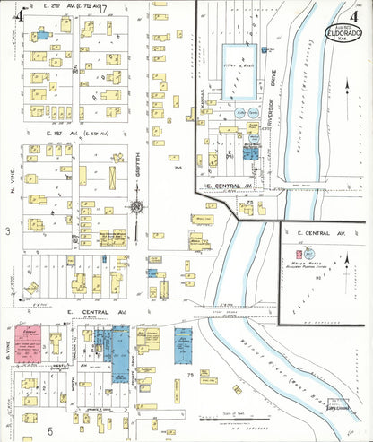 Sanborn Fire Insurance Map from El Dorado, Butler County, Kansas (1923), Sheet #0004 - Complete Map Set gallery image, historic Sanborn map, vintage wall art, Kansas Kansas