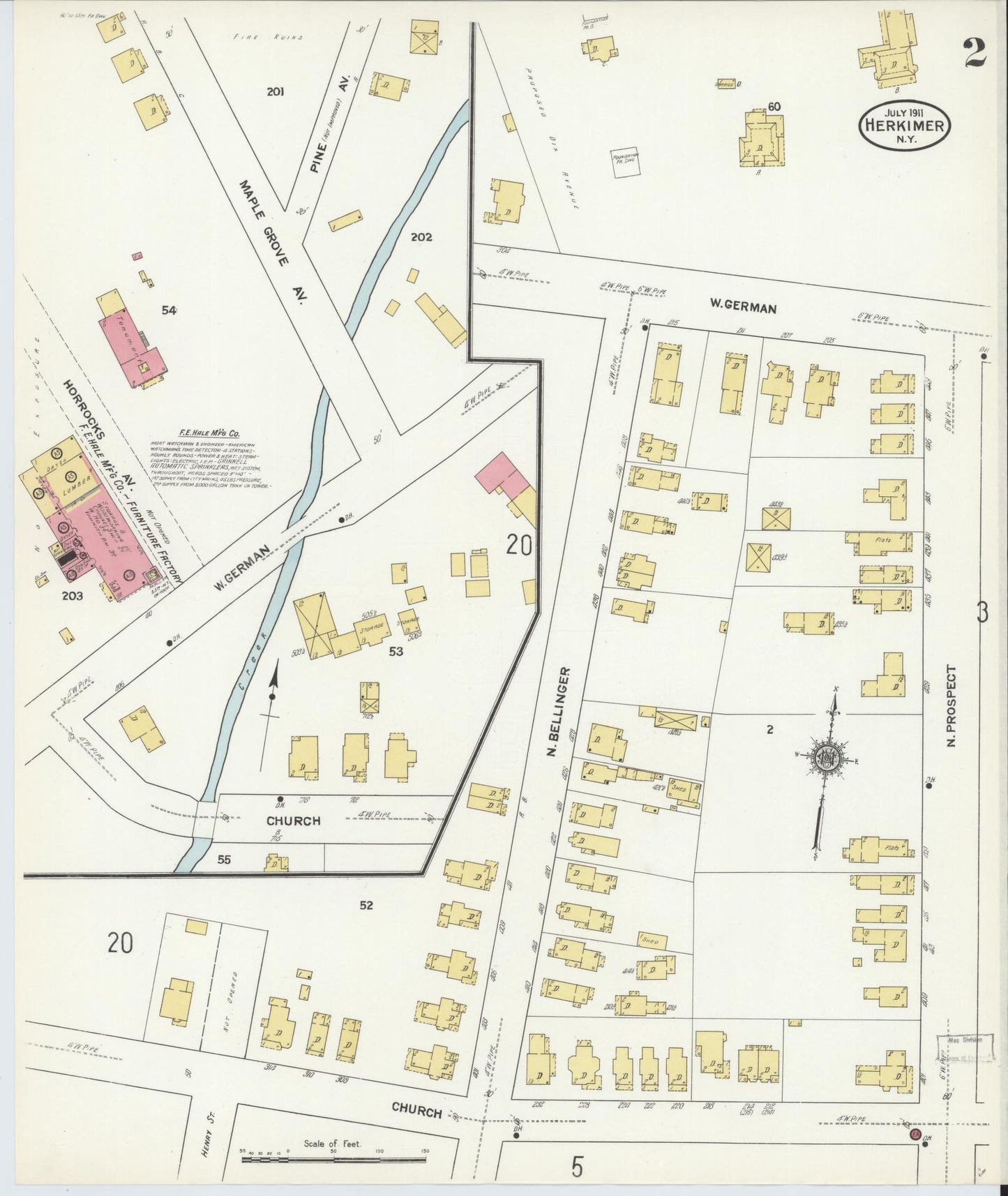 Sanborn Fire Insurance Map from Herkimer, Herkimer County, New York (1911), Sheet #0002 - Complete Map Set gallery image, historic Sanborn map, vintage wall art, New York New York