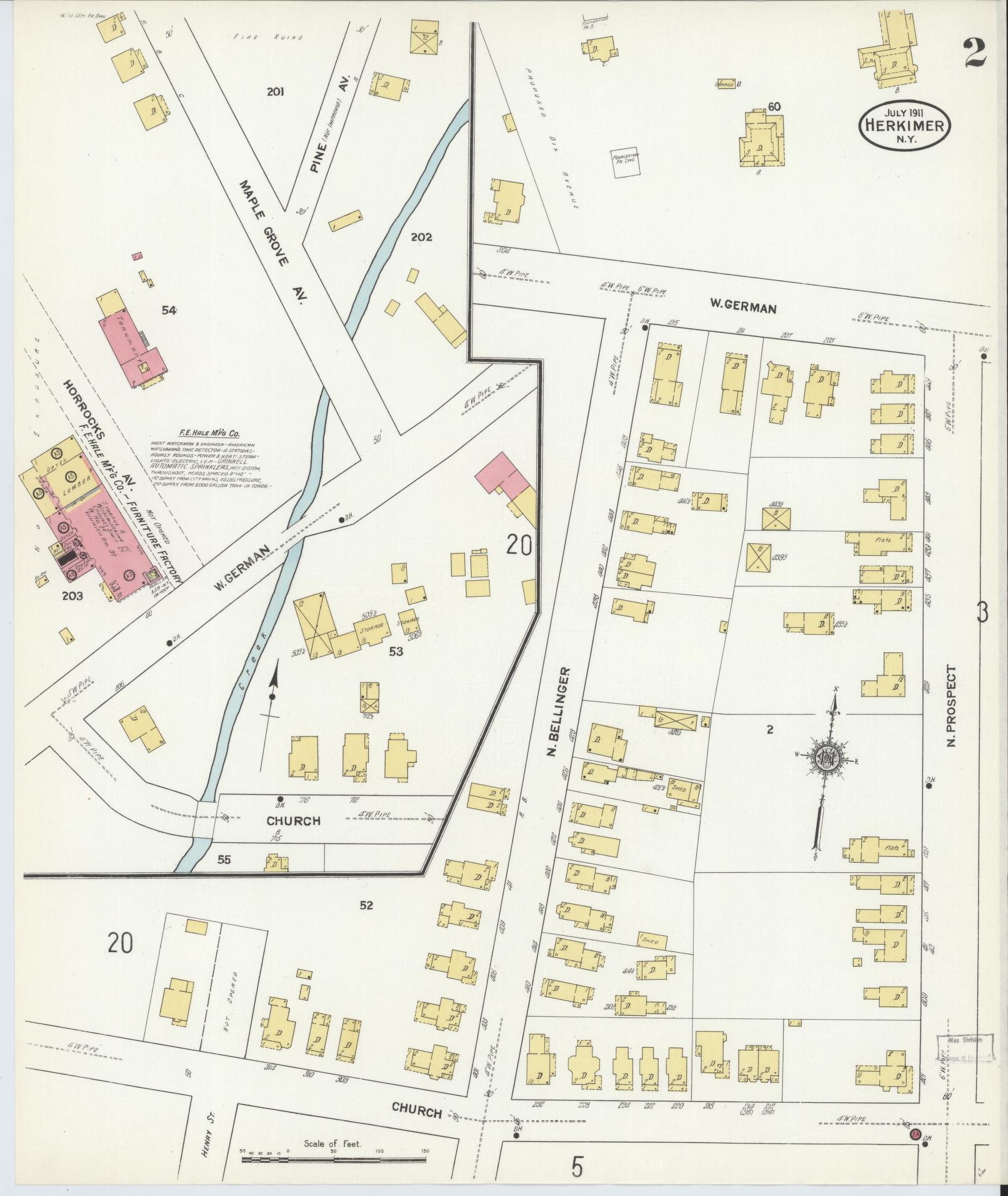 Sanborn Fire Insurance Map from Herkimer, Herkimer County, New York (1911), Sheet #0002 - Complete Map Set gallery image, historic Sanborn map, vintage wall art, New York New York