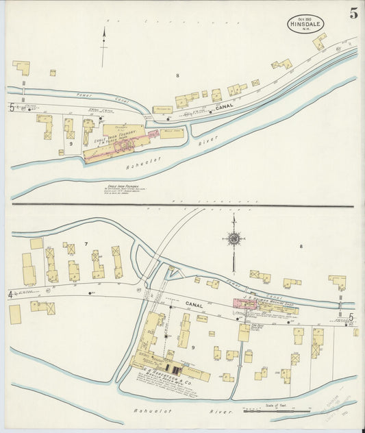 Sanborn Fire Insurance Map from Hinsdale, Cheshire County, New Hampshire (1910), Sheet #0005 - Historic Sanborn Fire Insurance Map Print, vintage old map wall art, antique decor, genealogy gift, New Hampshire New Hampshire map