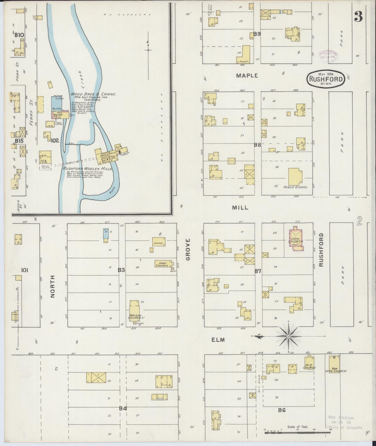 Sanborn Fire Insurance Map from Rushford, Fillmore County, Minnesota (1894), Sheet #0003 - Historic Sanborn Fire Insurance Map Print, vintage old map wall art, antique decor, genealogy gift, Minnesota Minnesota map