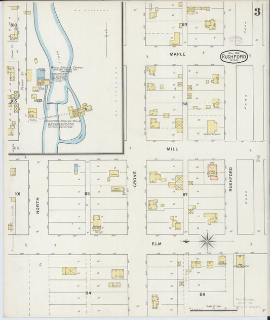 Sanborn Fire Insurance Map from Rushford, Fillmore County, Minnesota (1894), Sheet #0003 - Historic Sanborn Fire Insurance Map Print, vintage old map wall art, antique decor, genealogy gift, Minnesota Minnesota map