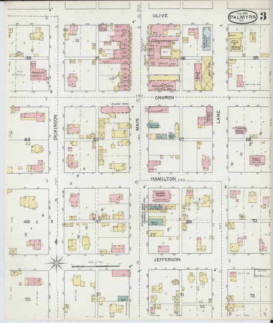 Sanborn Fire Insurance Map from Palmyra, Marion County, Missouri (1893), Sheet #0003 - Historic Sanborn Fire Insurance Map Print, vintage old map wall art, antique decor, genealogy gift, Missouri Missouri map