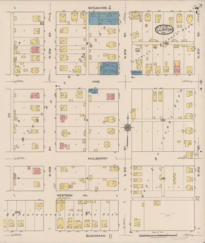 Sanborn Fire Insurance Map from Clinton, Vermillion County, Indiana (1921), Sheet #0007 - Historic Sanborn Fire Insurance Map Print, vintage old map wall art, antique decor, genealogy gift, Indiana Indiana map