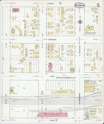 Sanborn Fire Insurance Map from Brainerd, Crow Wing County, Minnesota (1917), Sheet #0005 - Historic Sanborn Fire Insurance Map Print, vintage old map wall art, antique decor, genealogy gift, Minnesota Minnesota map