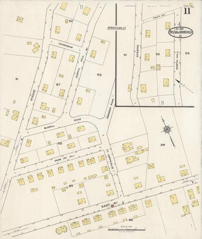 Sanborn Fire Insurance Map from Pascoag, Providence County, Rhode Island (1921), Sheet #0011 - Complete Map Set gallery image, historic Sanborn map, vintage wall art, Rhode Island Rhode Island