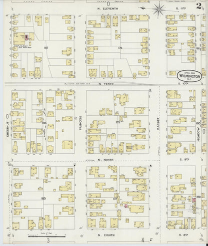 Sanborn Fire Insurance Map from Wilmington, New Hanover County, North Carolina (1898), Sheet #0002 - Complete Map Set gallery image, historic Sanborn map, vintage wall art, North Carolina North Carolina