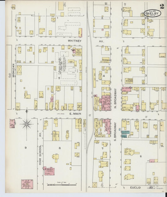 Sanborn Fire Insurance Map from Shelby, Richland County, Ohio (1893), Sheet #0002 - Historic Sanborn Fire Insurance Map Print, vintage old map wall art, antique decor, genealogy gift, Ohio Ohio map