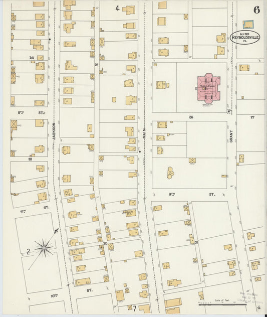 Sanborn Fire Insurance Map from Reynoldsville, Jefferson County, Pennsylvania (1901), Sheet #0006 - Historic Sanborn Fire Insurance Map Print, vintage old map wall art, antique decor, genealogy gift, Pennsylvania Pennsylvania map
