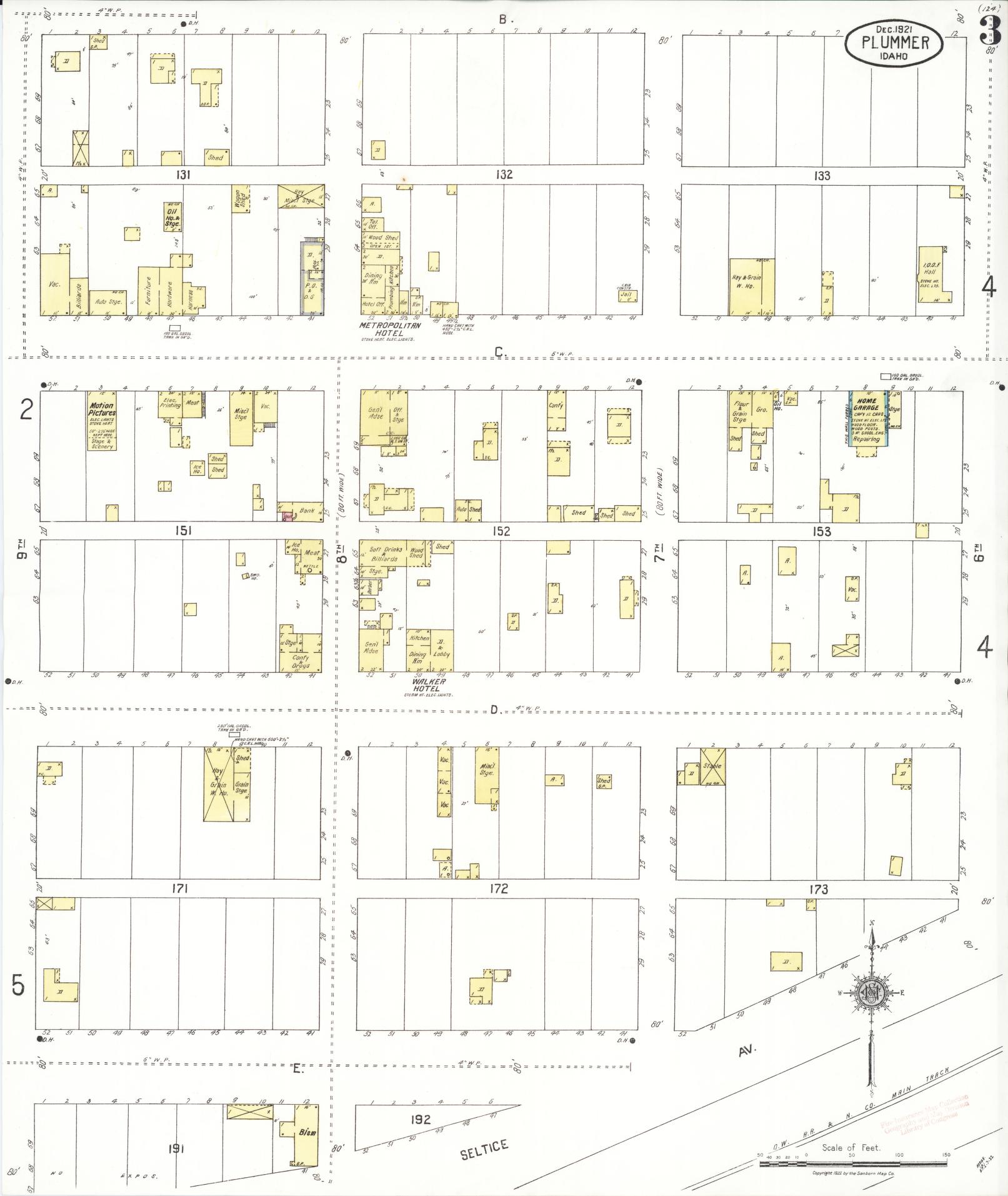 Sanborn Fire Insurance Map from Plummer, Benewah County, Idaho (1921), Sheet #0003 - Complete Map Set gallery image, historic Sanborn map, vintage wall art, Idaho Idaho